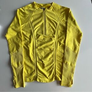 Athleta Women’s Yellow Half Zip Long Sleeve Running Shirt, Size Medium